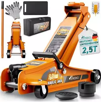 Tresko Hydraulischer Rangierwagenheber 2,5T, 85-385mm, für tiefergelegte Autos (TKWH-003)