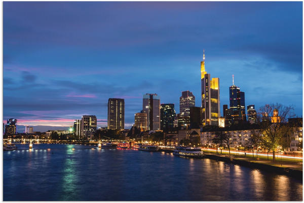 Art-Land Frankfurt skyline während blauer Stunde und pinkem Himmel 60x40cm