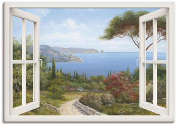 Art-Land Fensterblick Haus am Meer I 70x50cm