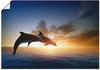Art-Land Springendes Delfin-Paar bei schönem Sonnenuntergang 100x70cm