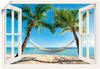 Art-Land Fensterblick Urlaub am Palmenstrand in der Karibik mit Hängematte 130x90cm