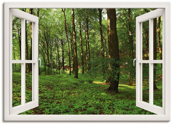Art-Land Fensterblick Panorama von einem grünen Sommerwald 100x70cm