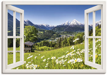Art-Land Fensterblick Malerische Landschaft in den Bayerischen Alpen, Deutschland 100x70cm