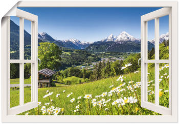 Art-Land Fensterblick Malerische Landschaft in den Bayerischen Alpen, Deutschland 130x90cm