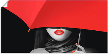 Art-Land Rote Lippen unter dem Regenschirm SW mit rotem Colorkey 100x50cm