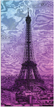 Art-Land Moderne-Kunst Paris Eiffelturm Lila/Blau 30x60cm