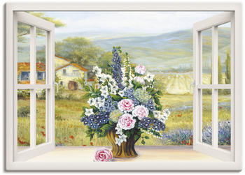 Art-Land Blumenbouquet am weißen Fenster 100x70cm