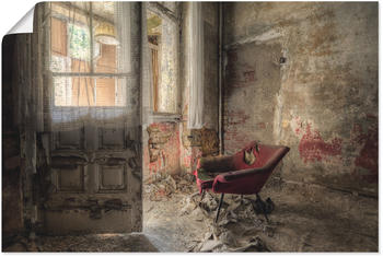 Art-Land Lost Place roter Sessel Poster 120x80cm