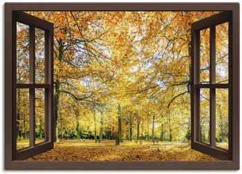 Art-Land Fensterblick Herbstwald Panorama Leinwandbild 130x90cm