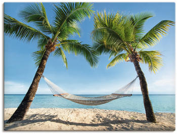 Art-Land Urlaub am Palmenstrand in der Karibik mit Hängematte Leinwandbild 80x60cm