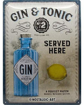 Nostalgic Art Open Bar Gin Tonic Served Here 30x40cm