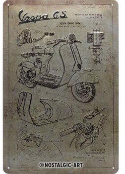 Nostalgic Art Vespa Parts Sketches 20x30cm