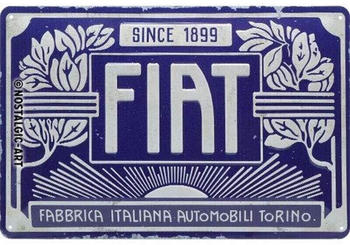 Nostalgic Art Fiat Since 1899 Logo Blue 30x20cm