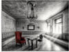 Glasbild ARTLAND "Lost Place - Roter Sessel" Bilder Gr. B/H: 60 cm x 45 cm,...