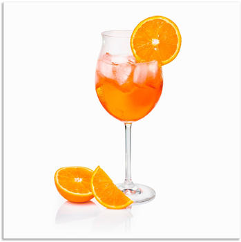 Art-Land Aperol Spritz in einem Weinglas, dekoriert mit einer Scheibe Orange 70x70cm
