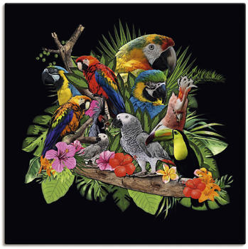Art-Land Papageien Graupapagei Kakadu Dschungel 70x70cm