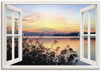 Art-Land Fensterblick Abendrot im Schilf 100x70cm