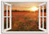 Art-Land Fensterblick Mohnblumenfeld bei Sonnenuntergang 70x50cm