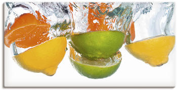 Art-Land Zitrusfrüchte fallen in klares Wasser 100x50cm