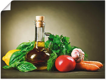 Art-Land Gesundes Gemüse und Olivenöl Zitrone Tomate Möhre Knoblauch Basilikum Gewürze 80x60cm