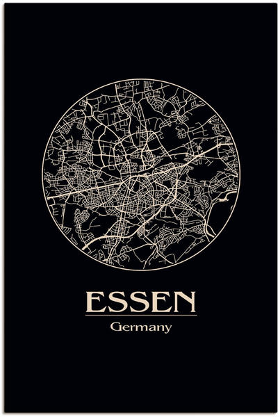 Art-Land Retro Karte Essen Deutschland Kreis 20x30cm
