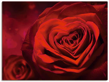 Art-Land Valentinseinladung mit Herzen und roten Rosen 120x90cm