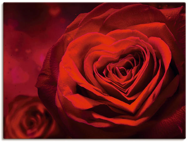 Art-Land Valentinseinladung mit Herzen und roten Rosen 120x90cm