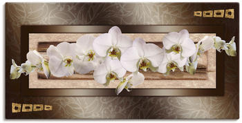Art-Land Weiße Orchideen mit goldenen Vierecken 100x50cm