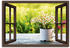 Art-Land Fensterblick Schöner Frühlingsgarten mit Gänseblümchen 70x50cm