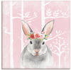 Artland Leinwandbild »Hase mit Blumen im pink Wald«, Tiere, (1 St.), auf...