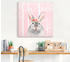 Art-Land Hase mit Blumen im pink Wald Tier Illustration 50x50cm
