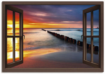 Art-Land Fensterblick Ostsee mit schönem Sonnenaufgang am polnischen Strand 70x50cm