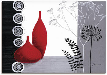 Art-Land Rote Vasen auf schwarz/weiß 70x50cm