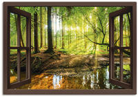 Artland Wandbild "Fensterblick - Wald mit Bach" Wald 1 Stk. tlg. als Leinwandbild,