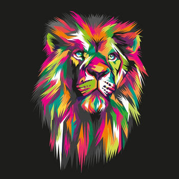 Pro-Art Colorful Lion Head II 98x98cm