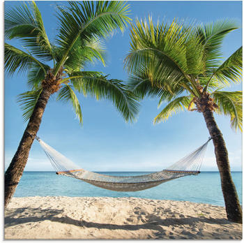 Art-Land Urlaub am Palmenstrand in der Karibik mit Hängematte 30x30cm