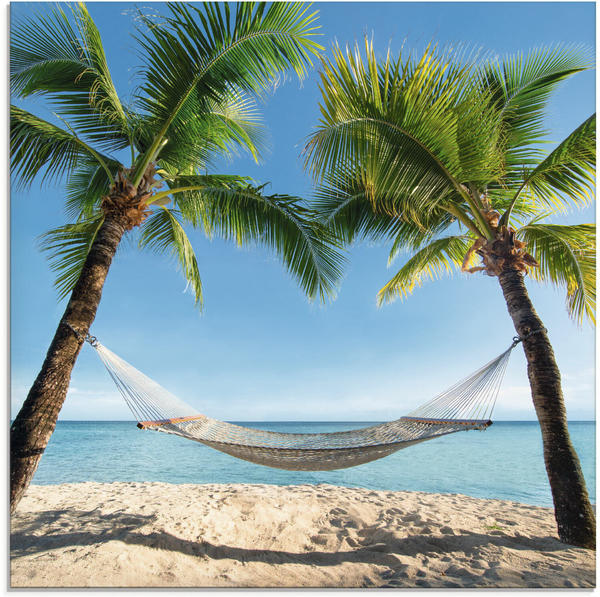Art-Land Urlaub am Palmenstrand in der Karibik mit Hängematte 30x30cm