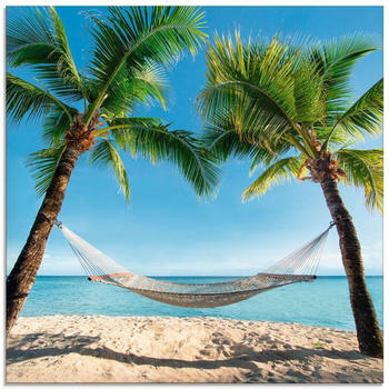 Art-Land Urlaub am Palmenstrand in der Karibik mit Hängematte 40x40cm