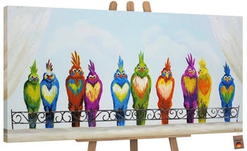 YS-Art Lustige Vögel ohne Schattenfugenrahmen 200x100cm