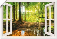 Artland Wandbild "Fensterblick - Wald mit Bach" Wald 1 Stk. tlg. als Leinwandbild,