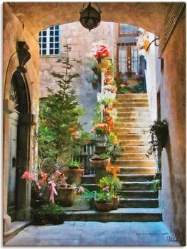 Art-Land Treppe mit Blumen 60x80 cm