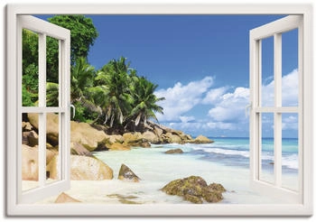 Art-Land Küste mit Palmen durchs Fenster 100x70 cm
