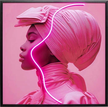 KARE Gerahmtes Bild Pink Woman LED 80x80cm