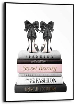 Reinders Gerahmtes Bild Fashion Bücher Schwarz - Grau - Weiß - Rosa (SMF85046)