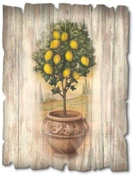 Art-Land Vintage Zitronenbaum mit Holzoptik 30x40 cm