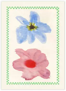 Paper Collective Flower with Checks 01 Poster, 100 x 140 cm