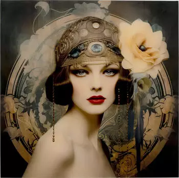 KARE Glasbild Muse Art Nouveau 100x100cm