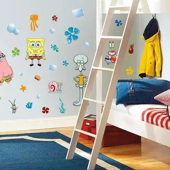 RoomMates SpongeBob Schwammkopf Repositionierbare Wandsticker, Kinder (RMK1380SCS)