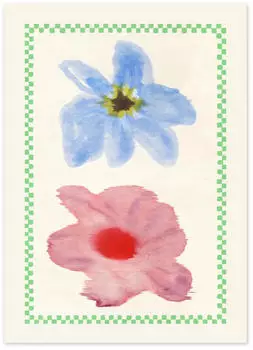 Paper Collective Flower with Checks 01 Poster, 70 x 100 cm