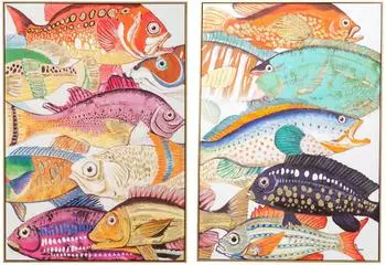 KARE Gerahmtes Bild Fish Meeting One (2/Set)